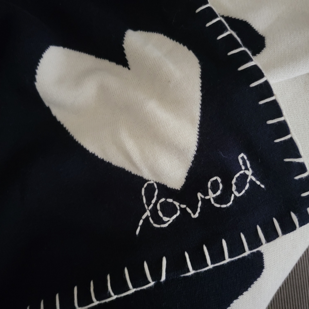 Kerri Rosenthal Imperfect Hearts Navy Heart Pattern Throw Blanket.... - Picture 8 of 9